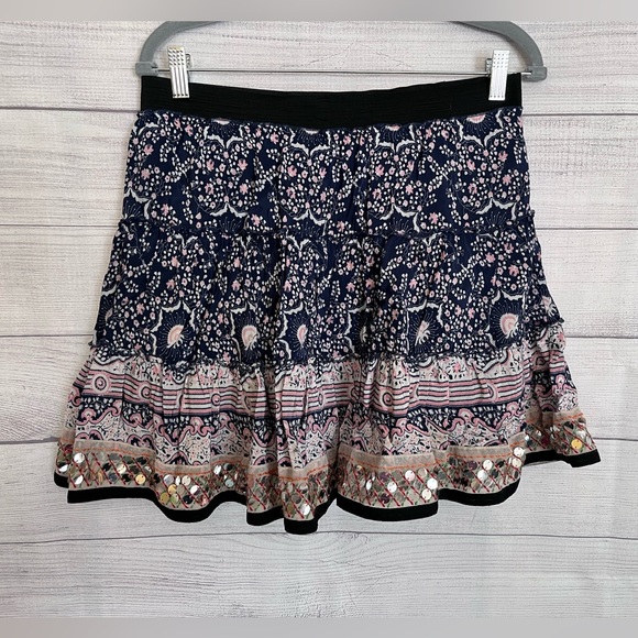 Free People | Embellished Boho Tiered Mini Skirt - Picture 2 of 7